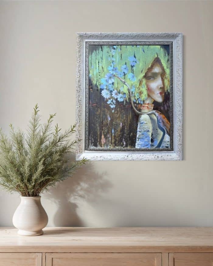 Mergaitė ir paukštis, 45x35