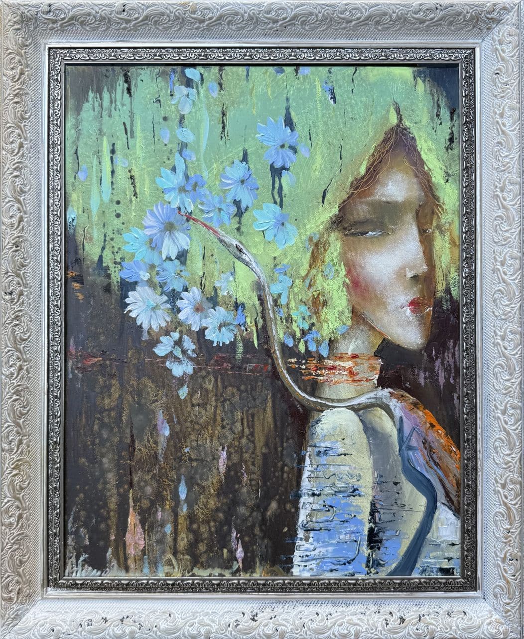 Mergaitė ir paukštis, 45x35