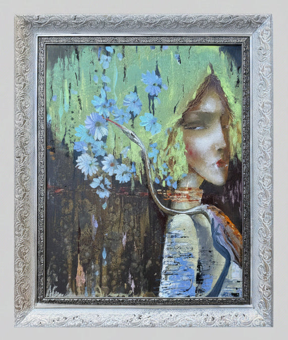 Mergaitė ir paukštis, 45x35