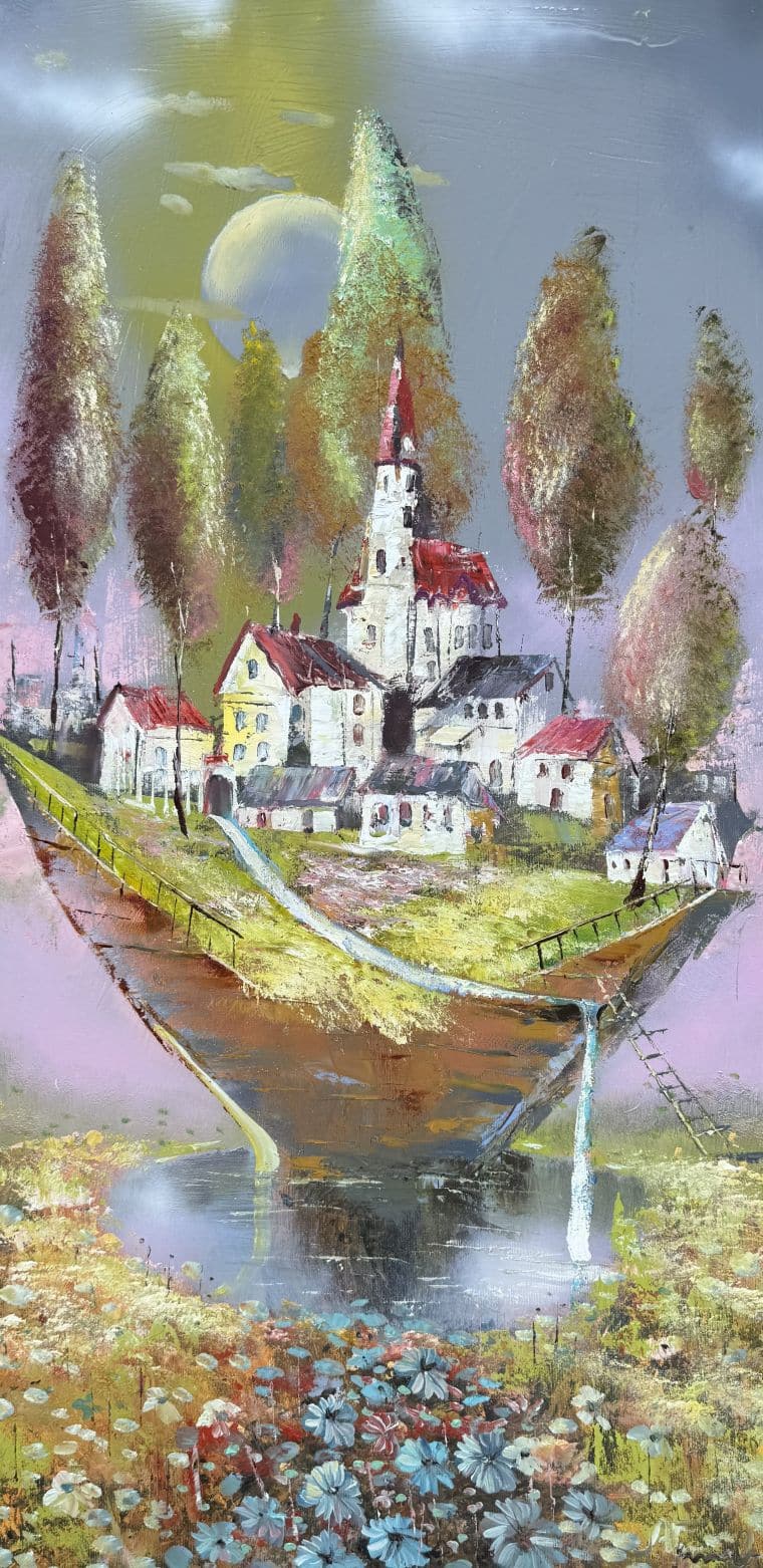 Miestelis prie ežero, 100x50