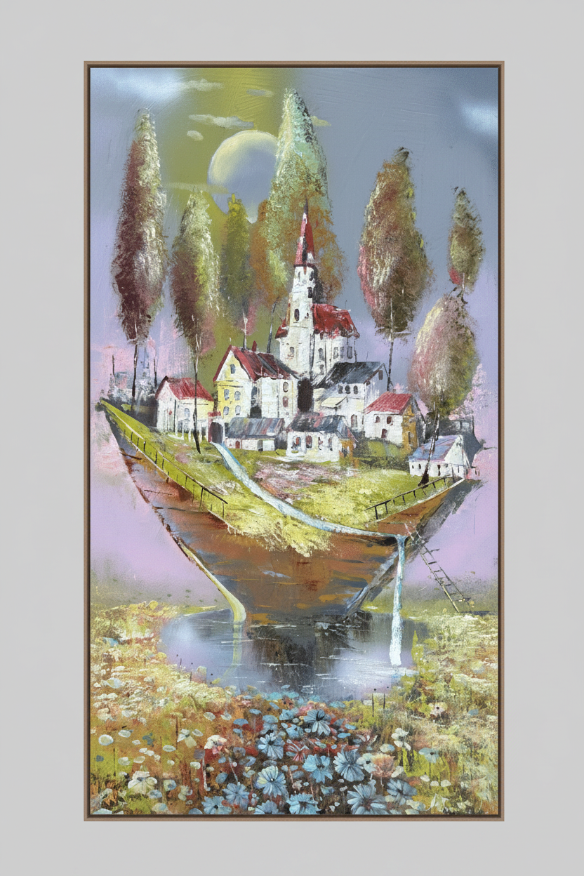 Miestelis prie ežero, 100x50