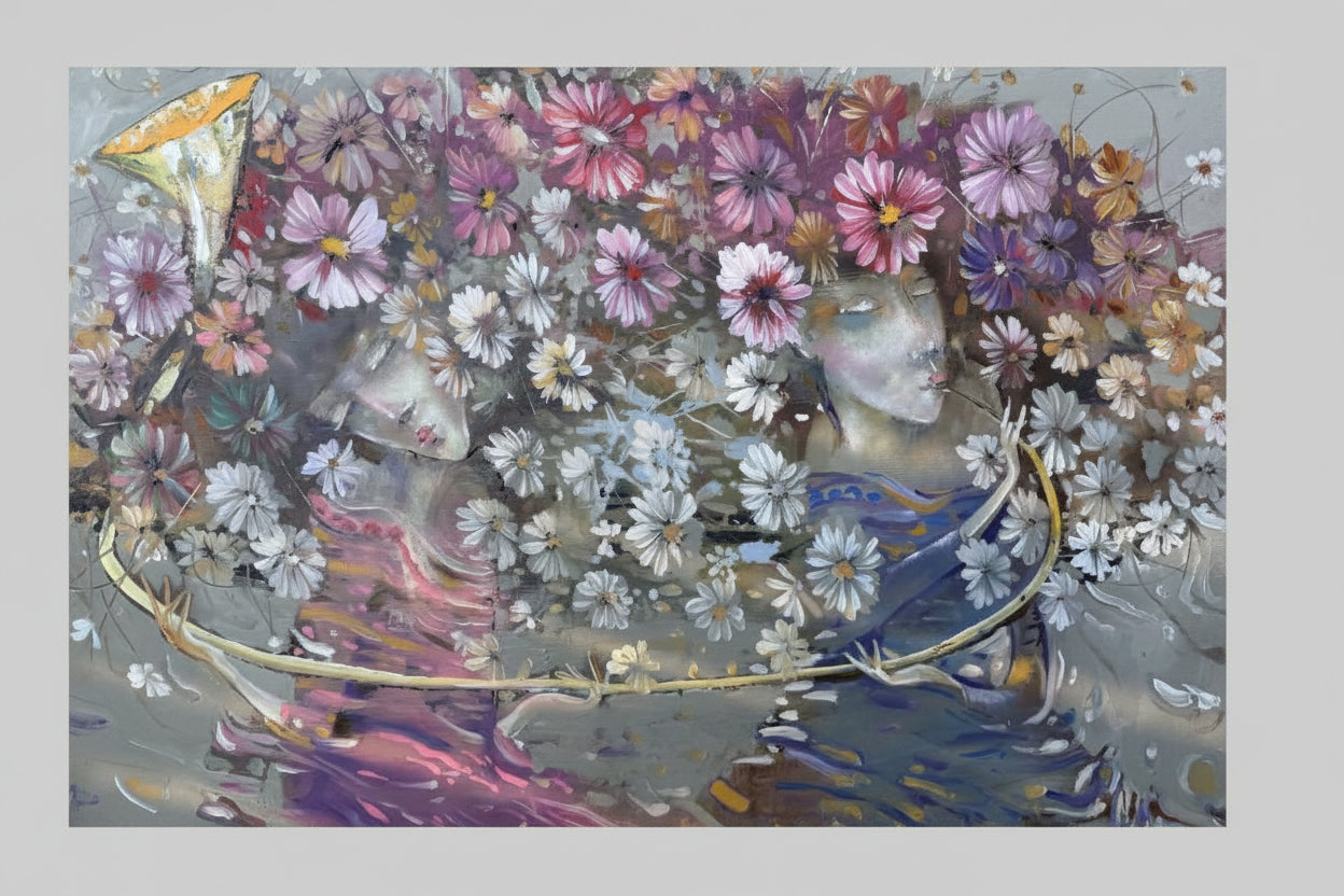 Tarp gėlių, 100x70